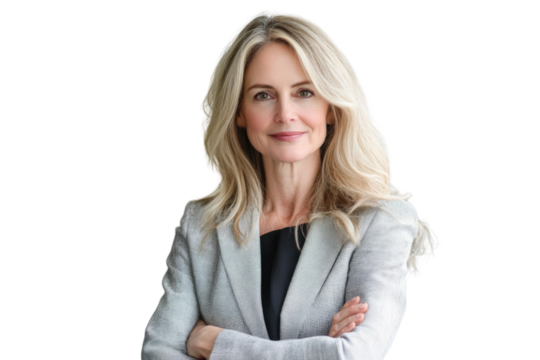 Confident smiling middle aged business woman attorney, 45 years old lady entrepreneur, mature female professional executive manager leader standing arms crossed in office looking at camera. Portrait.