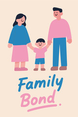 Family Bond Illustration Showing Parents and Child Holding Hands