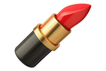 Luxurious red lipstick with gold accent isolated on transparent background