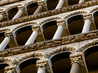 Close up view of architectural ornate arches. 