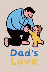 Dads Love Illustrated with Father and Child Interaction
