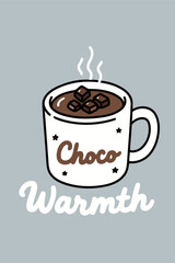 Choco Warmth Mug with Steam and Chocolate Cubes