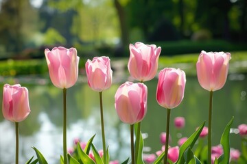 Pink tulips floral nature background for spring