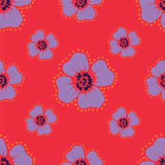 Cute vector floral seamless pattern. Colorful flowers background. Trendy repeat texture for fashion print, wallpaper or fabric.