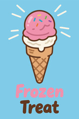 Frozen Treat with Pink Ice Cream and Sprinkles