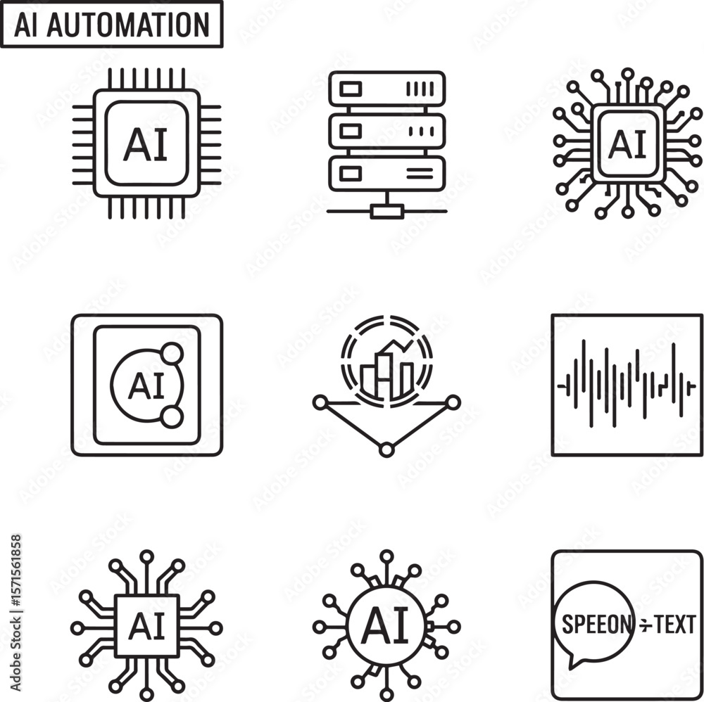 Poster artificial intelligence automation icons technology computer