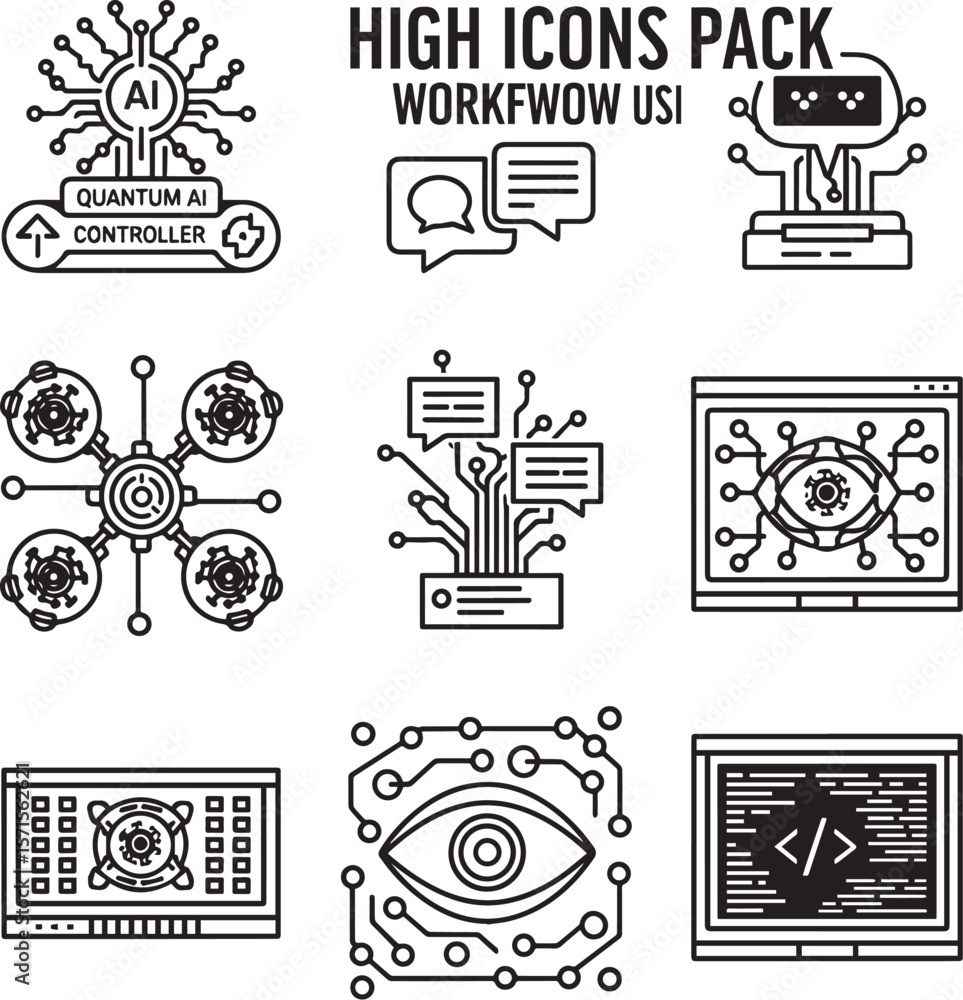 Poster artificial intelligence technology icons computer