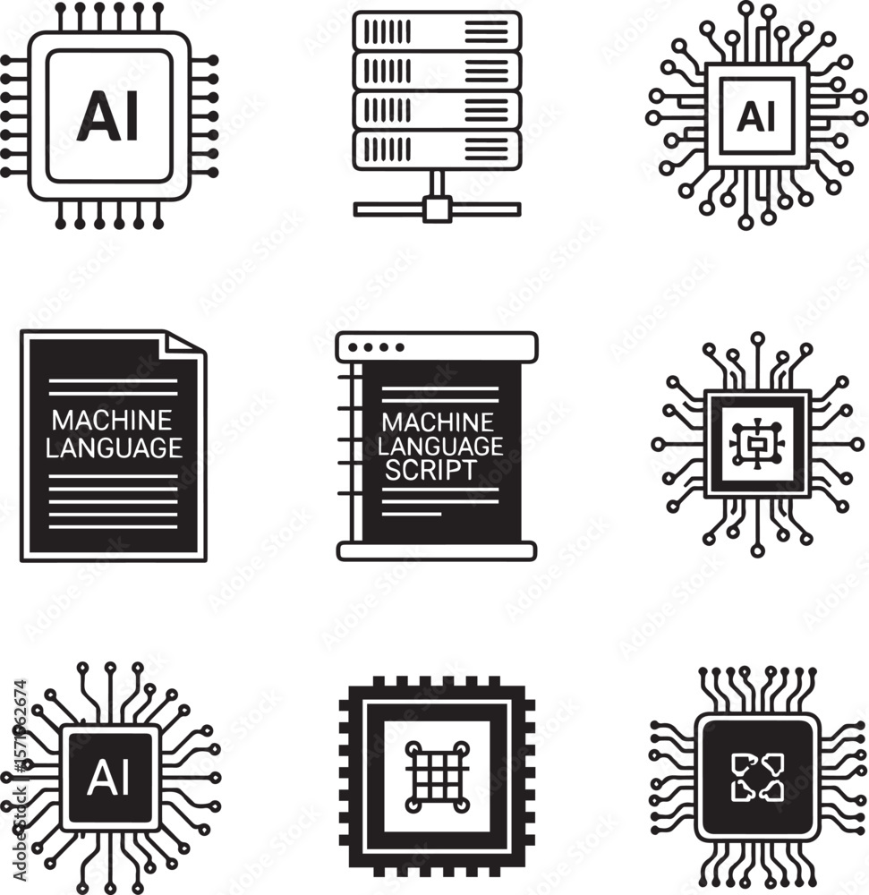 Poster artificial intelligence technology icons computer