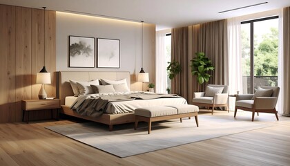 Modern bedroom with natural light