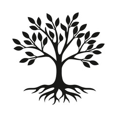 Obraz premium Tree Silhouette Isolated on White Background, Forest Tree Silhouette Design for Print and Web