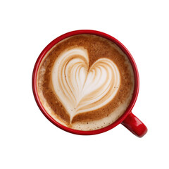 Hot coffee mug with a heart, ideal for breakfast or cafe
