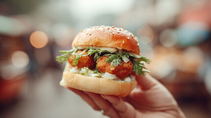 Delicious vada pav with fresh herbs and spices, perfect for street food lovers!