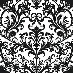 Seamless Vintage Floral Damask Pattern with Ornamental Elements