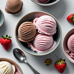 Strawberries with Cream Served in a Bowl