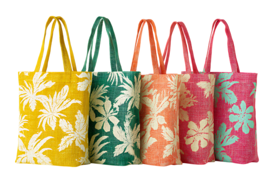 Collection of tote bags with floral prints