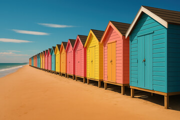 Wooden color houses on the beach