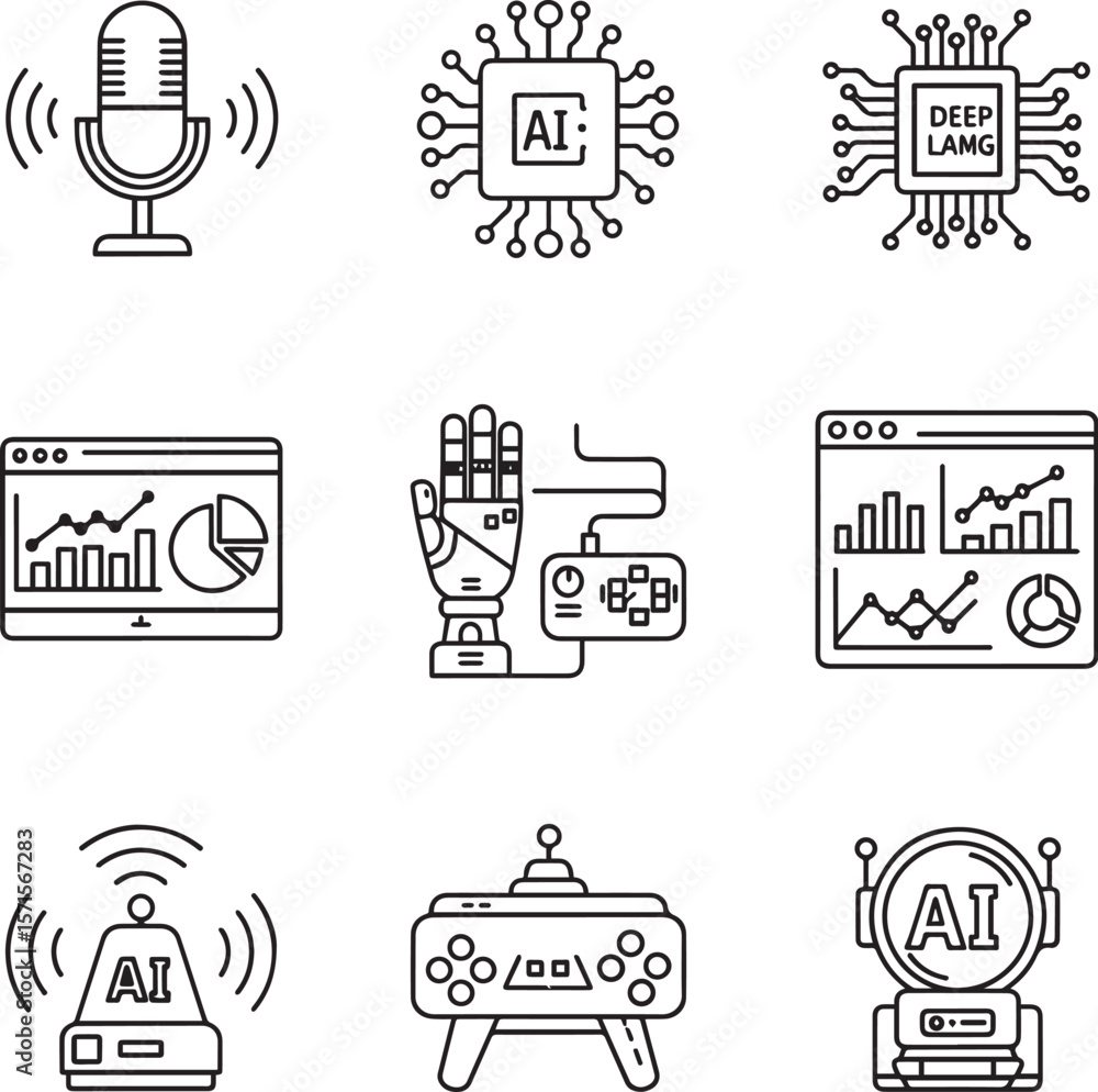 Poster microphone chip computer robot hand controller audio broadcast