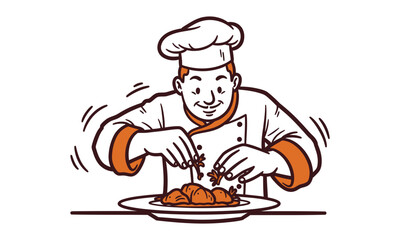 Happy Chef Cooking with Enthusiasm