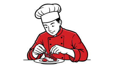 Focused Chef Preparing a Dish