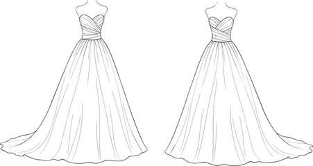 Elegant strapless bridal gown sketches, timeless wedding fashion design, sweetheart neckline, beautiful illustration, stylish bridal wear for modern brides

And here’s your keyword se