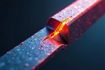 Close-up of Cracked Metal Component Showing Stress Concentration at Sharp Corner - Potential Failure Point