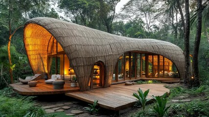 Unique Tropical Eco-Friendly Home Nestled in Lush Green Forest Environment - Powered by Adobe