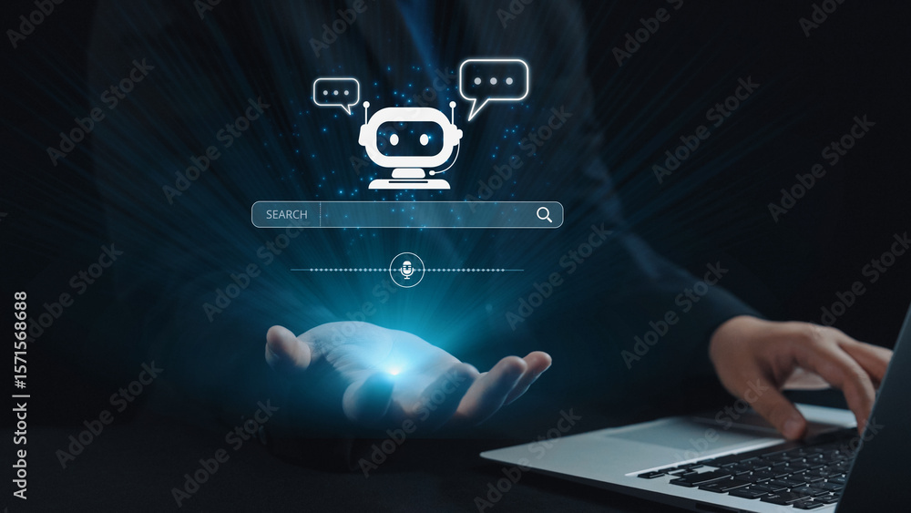 Poster ai assistant with voice chat interface, combining smart chatbot, voice command, and ai-powered contr