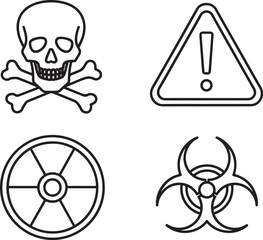 Outline Hazard And Warning Symbols Vector