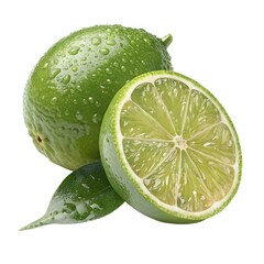 lime or green lemon isolated on white background