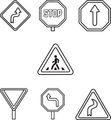 Warning Road Sign Vector Illustration