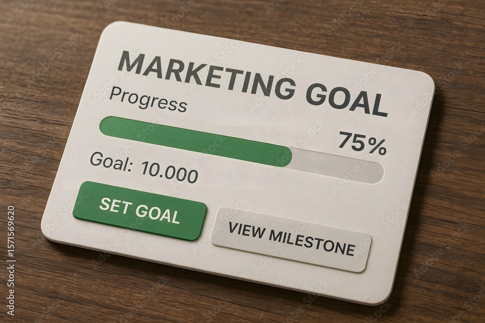 Poster an interface design of a marketing goal and progress. the user interface displays the current progre