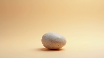 Round stone on warm background — horizontal minimal scene for product design and natural branding.