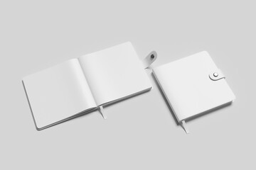 Blank Square Notebook For Mockup - 3D Illustartion