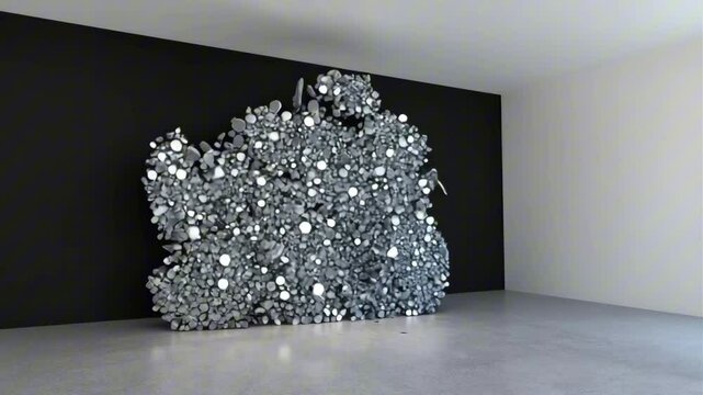 A mirror shaped like a dollar sign ($) slowly shattering into small pieces on the floor, shards glinting with light, symbolic wealth distortion