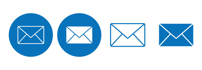 Set of mail envelope icon. Mail symbol collection. E-mail icon, sign of an incoming unopened message. Vector illustration. 
