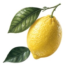 Fresh yellow lemon over white background