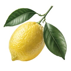 Fresh yellow lemon over white background