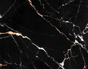 Luxury Black Marble Texture with Gold and White Veins and Realistic Stone Surface Design