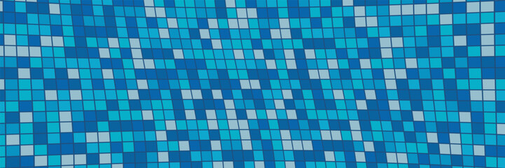 Water pool texture. Top view bg. Surface ripple light banner. Tile blue background with geometric square pattern. Summer blue nature texture. Bathroom spa mosaic design. Vector Illustration
