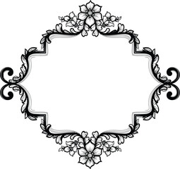 Elegant Floral Frame Border Design Printable Vintage Ornament