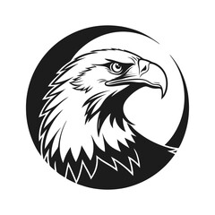 logo illustration eagle head in circle silhouette vector art