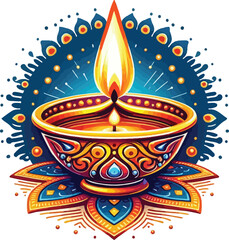 High-Resolution Vector Clipart of a Diwali Diya: A Symbol of Light and Victory