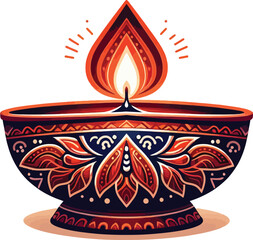 High-Resolution Vector Clipart of a Diwali Diya: A Symbol of Light and Victory