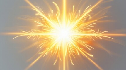 Bright spotlight beam shining with radiant light flare overlay effect, isolated on transparent or white PNG 