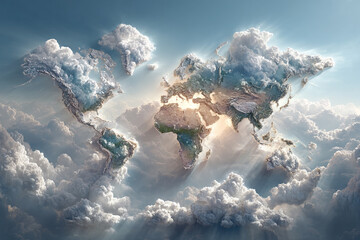 World map made by clouds