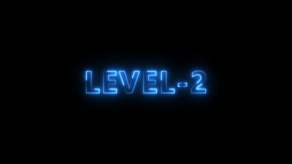 level 2 neon bright text font colorful 4k video animation. Neon level up sign and upper Level . next Level text animation. next level neon title Laser vintage effect Infinite loop able. - Powered by Adobe