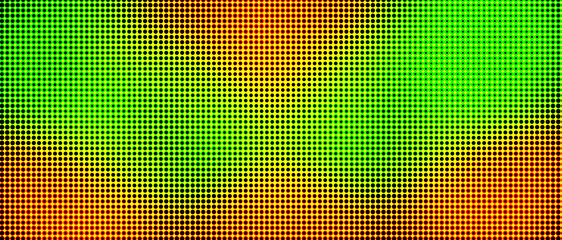 Rasta colored halftone dots create an abstract background with vibrant hues, ideal for adding a bold and visually striking element.