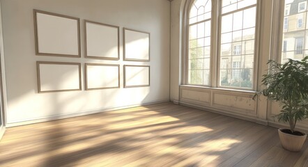 Obraz premium Empty room with art display, natural light