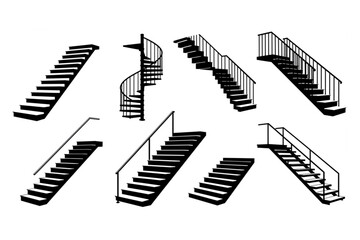 Ascend and descend with this collection of staircases, spiral stairs, and steps, suitable for architectural designs and creative projects.