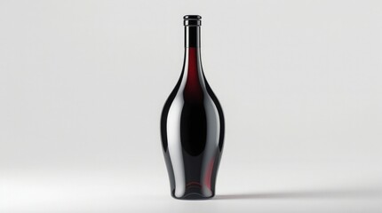  Dark red wine glass bottle standing isolated on white or transparent PNG background with elegant glossy finish